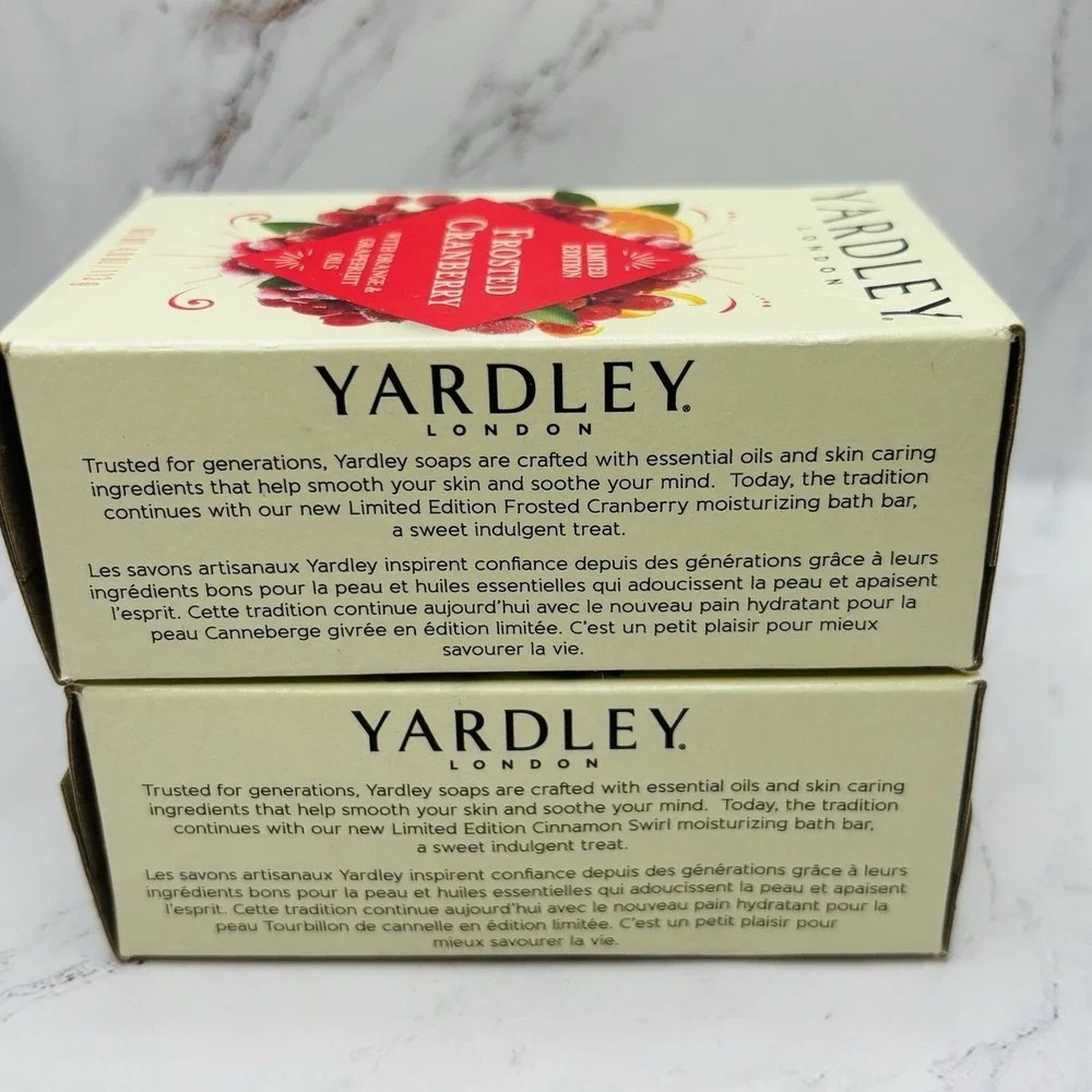 2 Bar Yardley‎ Soap Limited Edition Cinnamon Swirl & Frosted Cranberry 4oz